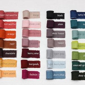 Cotton Hand dyed ribbons 28 shades 3yds/1''or 2'' Wedding ribbon Hair ribbon Bridal bouquet ribbon Invitation decor Gift wraps ribbon Crafts