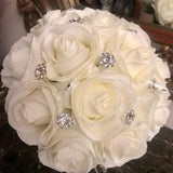 Diamond White Rose Communion Bouquet, rose silk flower bouquet, brooch bouquet, communion bouquet
