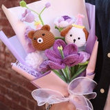 Birthday Handmade Bouquet, Crochet Flowers, Finished Product, Crochet Animals, Roses, Tulips, Lily of the Valley