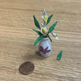 VTG Artisan Miniature Dollhouse Calla Lily Flowers In Vase Hand Sculpted READ