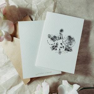 Orchid - Limited edition botanical monoprint | One (1) blank folded card with envelope // Pebbles + Herbs