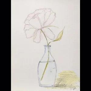 Maria Scalf Floral Flower Peony ORIGINAL PAINTING Watercolor 9x12 Nature Bloom