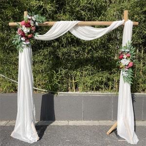 Wedding Arch Flowers, 2Pcs Set Red Peony Floral Swags, Artificial Eucalyptus Leaves Flower For Sheer Drapes, Chair,Arbor, Wedding Ceremony