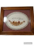 Vtg Framed Dried Flower Picture  Lace Mother's Gift
