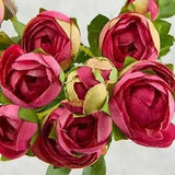 Colorful Burgundy Artificial Ranunculus Floral Spray