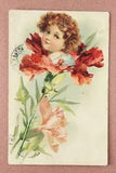 Lovely baby ELF Carnation flower. Antique postcard MINSK stamp 1910??