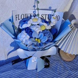 crochet blue bouquet,blue rose flower,kintting bouquet,valentine's day gift,Valentine's Day bouquet,Gifts for Girlfriend,Anniversary Gifts