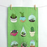 Terrarium Planters tea towel: Cactus plant dish towel- Green-linge ¡§¡è vaisselle