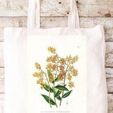 Classic Tote Bag with Orchid Vintage Flower Illustration, Flower Print, Botanical Illustration, Orange Orchid, Victorian Print.