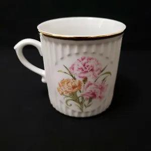 Carnation January Flower Of The Month Coffee Mug Cup Crown D Czechoslovakia
