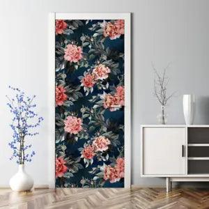 Dark Floral Girls room Peony Peonies Flowers Pattern Self Adhesive Door Decal