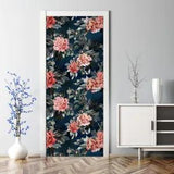 Dark Floral Girls room Peony Peonies Flowers Pattern Self Adhesive Door Decal