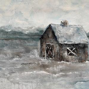 Vintage Farmhouse Wall Decor, Primitive Barn Print by Artist Art5x7,8x10,11x14