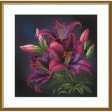 Counted Cross Stitch Kit Night Lilies  Flowers DIY Unprinted canvas