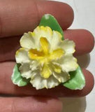 Vintage Adderley Floral Painted Bone China Yellow White Carnation Flower Brooch