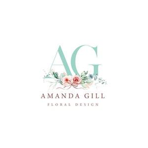 Logo Design Custom Monogram -Single Letter Logo - Floral Logo Design - Premade Logo - Branding Package - Bouquet Logo - Florist Logo