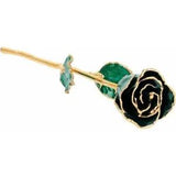 Emerald Sparkle Lacquered Real Rose 24K Gold Plated Trimmed Birthstone Rose May
