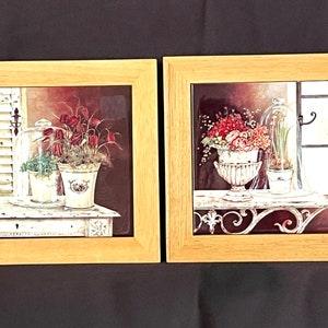 Kathryn White Framed Tile Art Trivet Roses Flower Still Life Villeroy & Bock Measures: 8?¡À x 8?¡À square