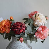 23.6" Dried Look Peony, Pink, Ivory, Orange, Burgundy Artificial Peonies, DIY Wedding/Home Decoration, Home Gifts, Handmade Home Decors