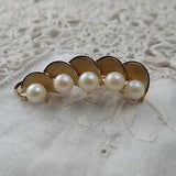 DCE Genuine 5 Cultured Pearl Yellow Gold 12K GF Lily Valley Pea Pod Pin Brooch