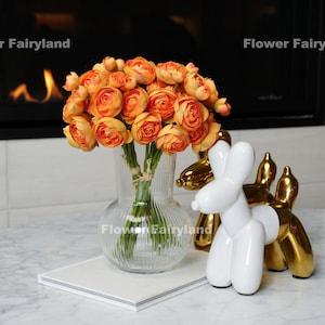 Mini Ranunculus Small Bundle | High Quality Artificial Flower | DIY Floral | Wedding/Home Decoration | Gifts - Gradual Orange