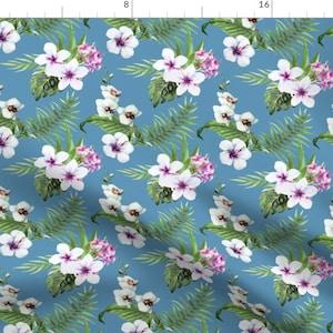 Floral Tropical Fabric - Tropical Island Palms Orchid Leaves Watercolor By Khaus - Tropical Cotton Fabric By The Yard With Spoonflower