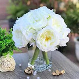 Peony and Hydrangea Mixed Artificial Flower Arrangement with Clear Glass Cream