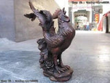 12 Chinese Fengshui Bronze Copper Peony Flower Lucky Chicken Cock Rooster Statue