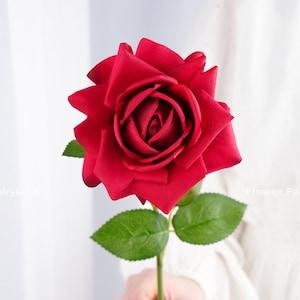 30" Huge Real Touch Latex Rose | High Quality Artificial Flower | Centerpiece | DIY Floral | Wedding/Home Decoration | Gifts - Red
