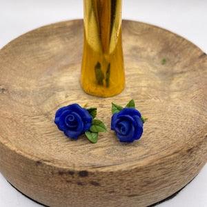 floral artisan earrings rose earrings |floral clay earrings |handmade earrings| blue earrings |floral bouquet earrings|rose earrings