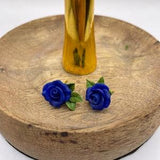 floral artisan earrings rose earrings |floral clay earrings |handmade earrings| blue earrings |floral bouquet earrings|rose earrings