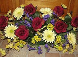 Outdoor Window Box Silk Flower Arrangement Gerber Daisy Roses for your 24"L WB