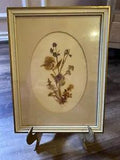 Vintage Dried Pressed  Flower Framed Arrangement  DINA Made in E Germany Signed
