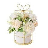 Artificial Flowers Fake Peony Silk Hydrangea Flower with White With Vase Set
