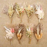 Mini Dried Flowers Bouquet Set of 8, Boho Floral Wedding Party Favors, Boho