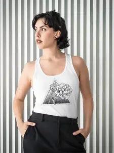 Peony Flower Geometric Tattoo. Tank Women's -Image by Shutterstock