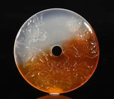 5CM China Natural Jade Fengshui Exorcism Peony Flower Yubi Amulet Pendant