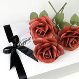 Brown Paper Leather Rose Bouquet 3 Roses for 3rd Anniversary Gift for Her / Brown Leather Printed Paper Bouquet for Leather Anniversary Gift