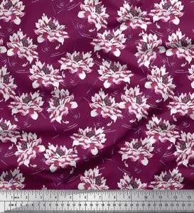 Soimoi Cotton Poplin Fabric Peony Floral Print Fabric by metre 42-rbW