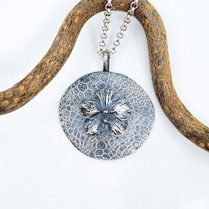 Orchid pendant made of fine silver, unique, handmade, fairy jewellery, elf jewellery, necklace, fairy tale, nature, blossom, flower, silver