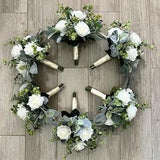 Rose & greenery bridesmaid bouquets with premium white roses, greenery bridal bouquet, sage eucalyptus wedding bouquet, wedding flowers