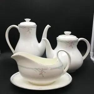 ROYAL DOULTON CARNATION LOT: TEAPOT COFFEE POT GRAVY BOAT + UNDERPLATE CH6953