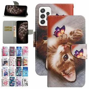 For Samsung Galaxy A12 A31 A52 A71 Painting Leather Flip Stand Wallet Phone Case