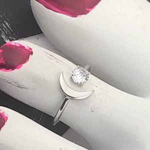 Moon and Twinkle Star Toe Ring ? cz toe ring ? 925 sterling silver toe ring ? Adjustable Toe Ring ?Little Finger Ring ? Pinky Ring