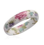 Magenta Purple Peony Painted Porcelain Bangle Bracelet