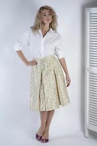 Incotex Silk Wool Carnation Flower Pleated A Line Skirt, IT 44, EU 38, US 8