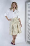 Incotex Silk Wool Carnation Flower Pleated A Line Skirt, IT 44, EU 38, US 8
