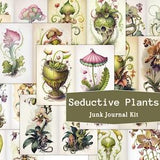 Seductive Plants Junk Journal Kit, 17 Pages Poisonous Carnivorous Plant Orchid Herbs Flower Art, Magick Botanical Print Set, US Letter