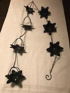 6.5 Ft Gutter Rain Chain Decorative Downspout Substitution Black Lily Flowers