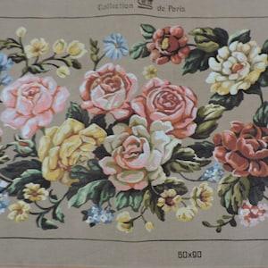Floralies Needlepoint Bouquet of Roses Floral Images Canvas Vintage Collection de Paris Needlework No 931.06 Cotton Canvas Made in France